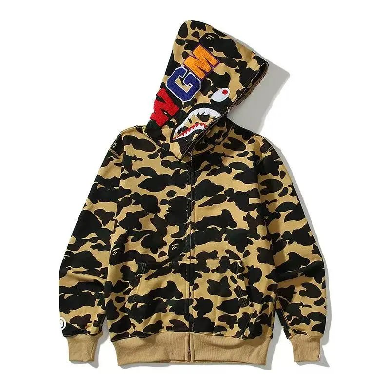 A BATHING APE Hoodies & Sweatshirts Shark Full Zip Hoodie with Camo Print — 28