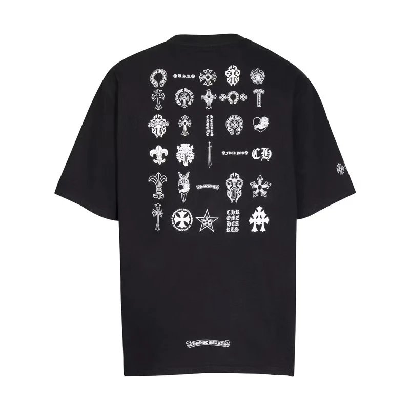 Chrome Hearts T-Shirts Short-Sleeve T-Shirt with Cross and Logo Back Graphic — 30