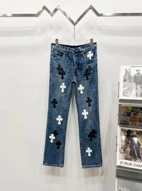 Unbranded Jeans Decorative patchwork straight-leg — 35
