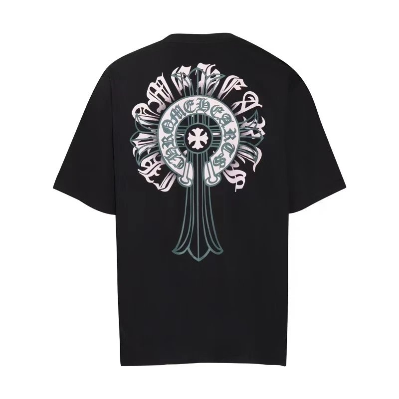 Chrome Hearts T-Shirts Short-Sleeve T-Shirt with Cross and Logo Back Graphic — 36