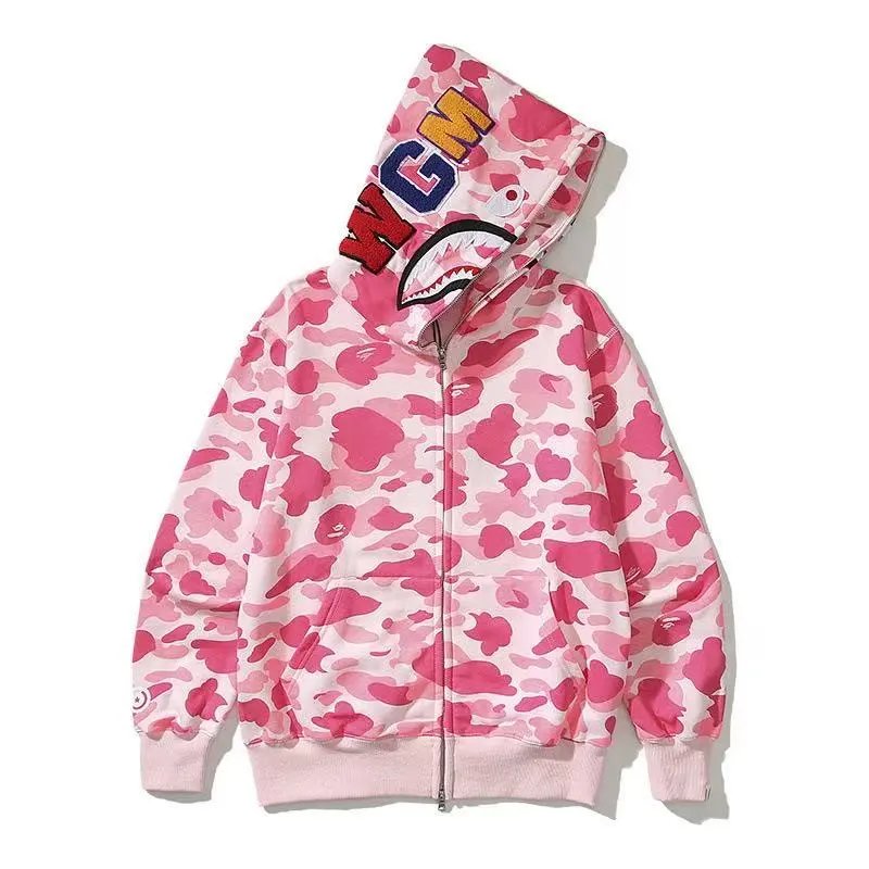 A BATHING APE Hoodies & Sweatshirts Shark Full Zip Hoodie with Camo Print — 32
