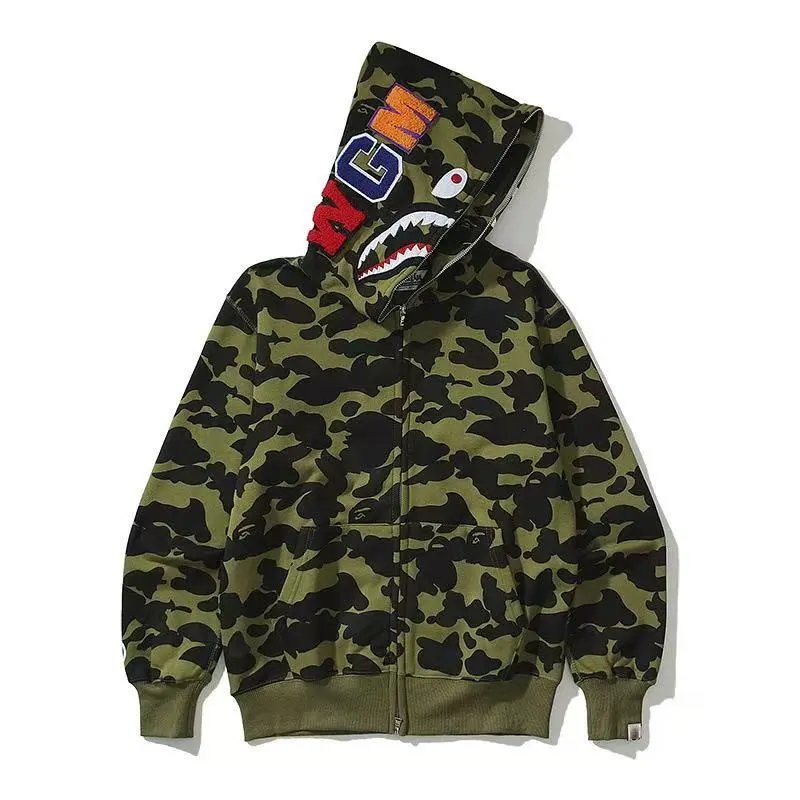A BATHING APE Hoodies & Sweatshirts Shark Full Zip Hoodie with Camo Print — 29