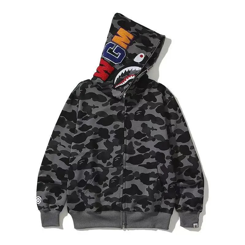A BATHING APE Hoodies & Sweatshirts Shark Full Zip Hoodie with Camo Print — 26