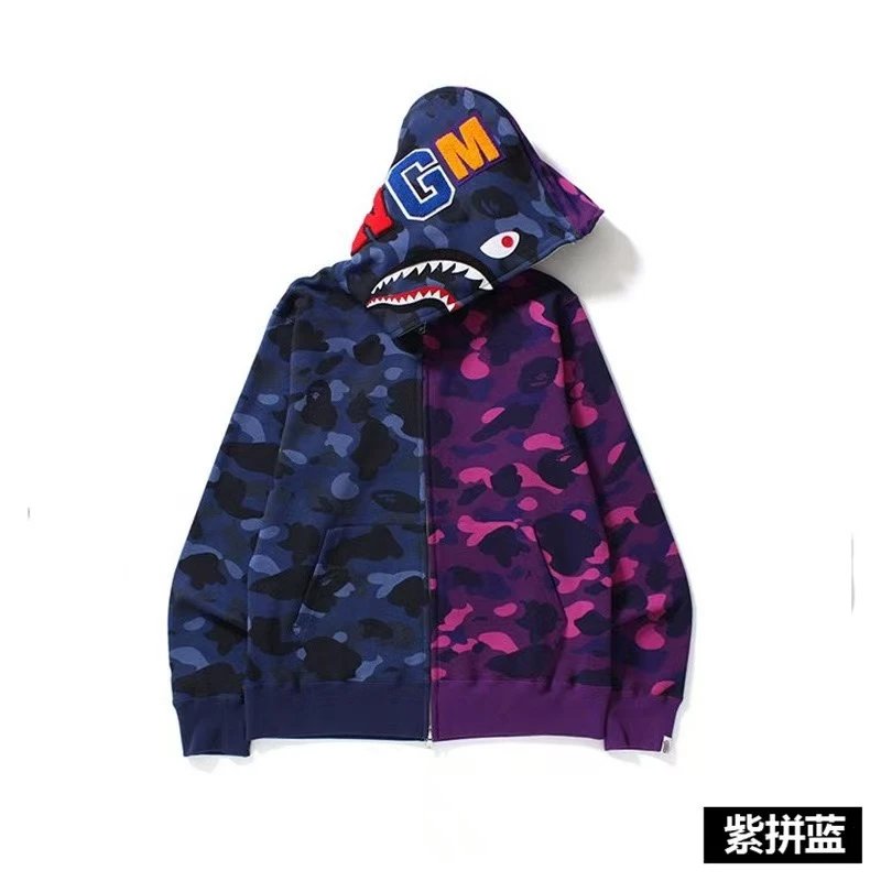 A BATHING APE Hoodies & Sweatshirts Shark Full Zip Hoodie with Camo Print — 21