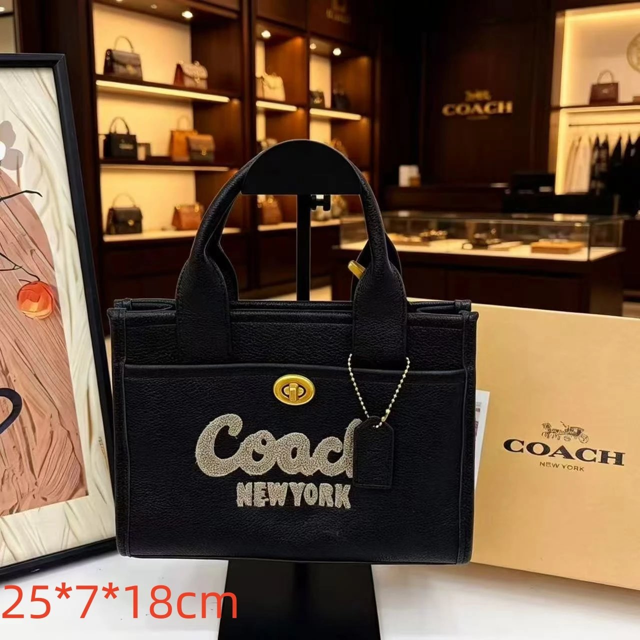 Chanel Handbags Top-Handle Tote with Logo-Print Shoulder Strap and Scarf — 35