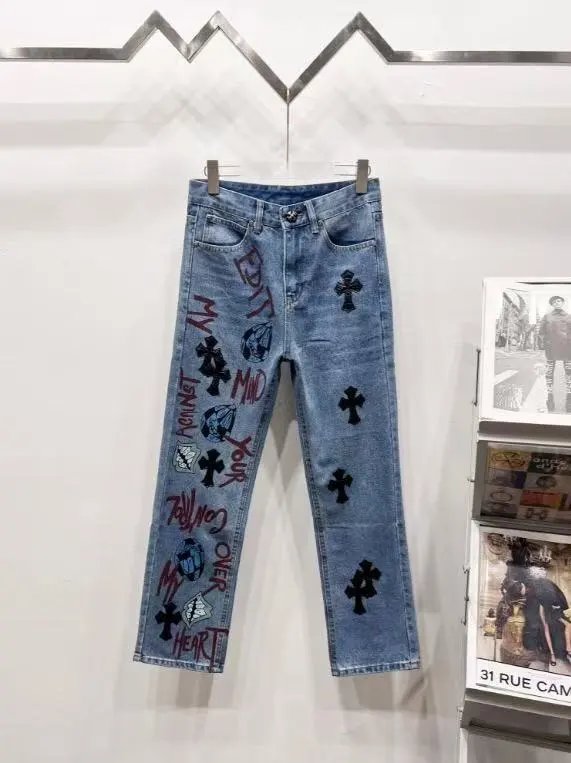 Unbranded Jeans Decorative patchwork straight-leg — 19