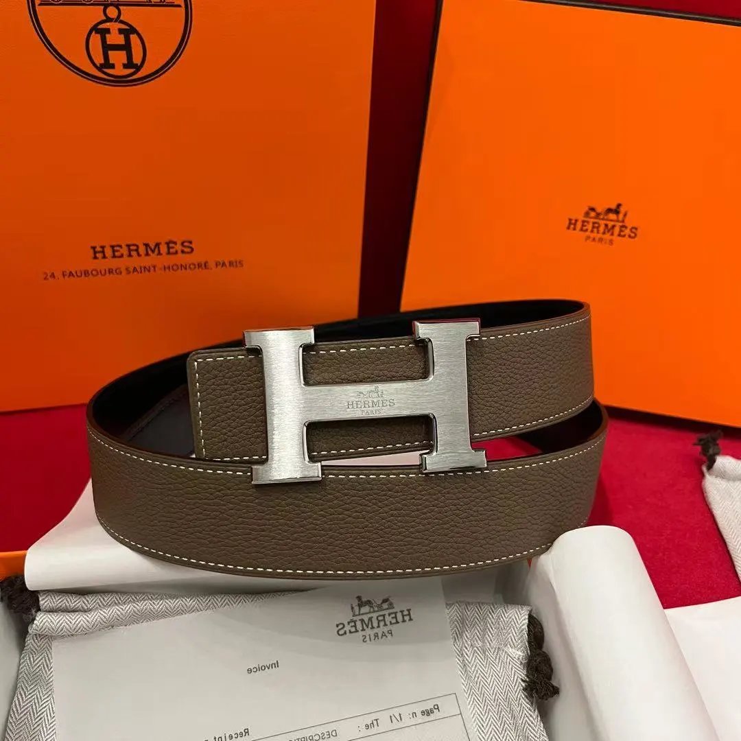Hermès Belts K1-0118 H-Buckle Leather Belt — 18