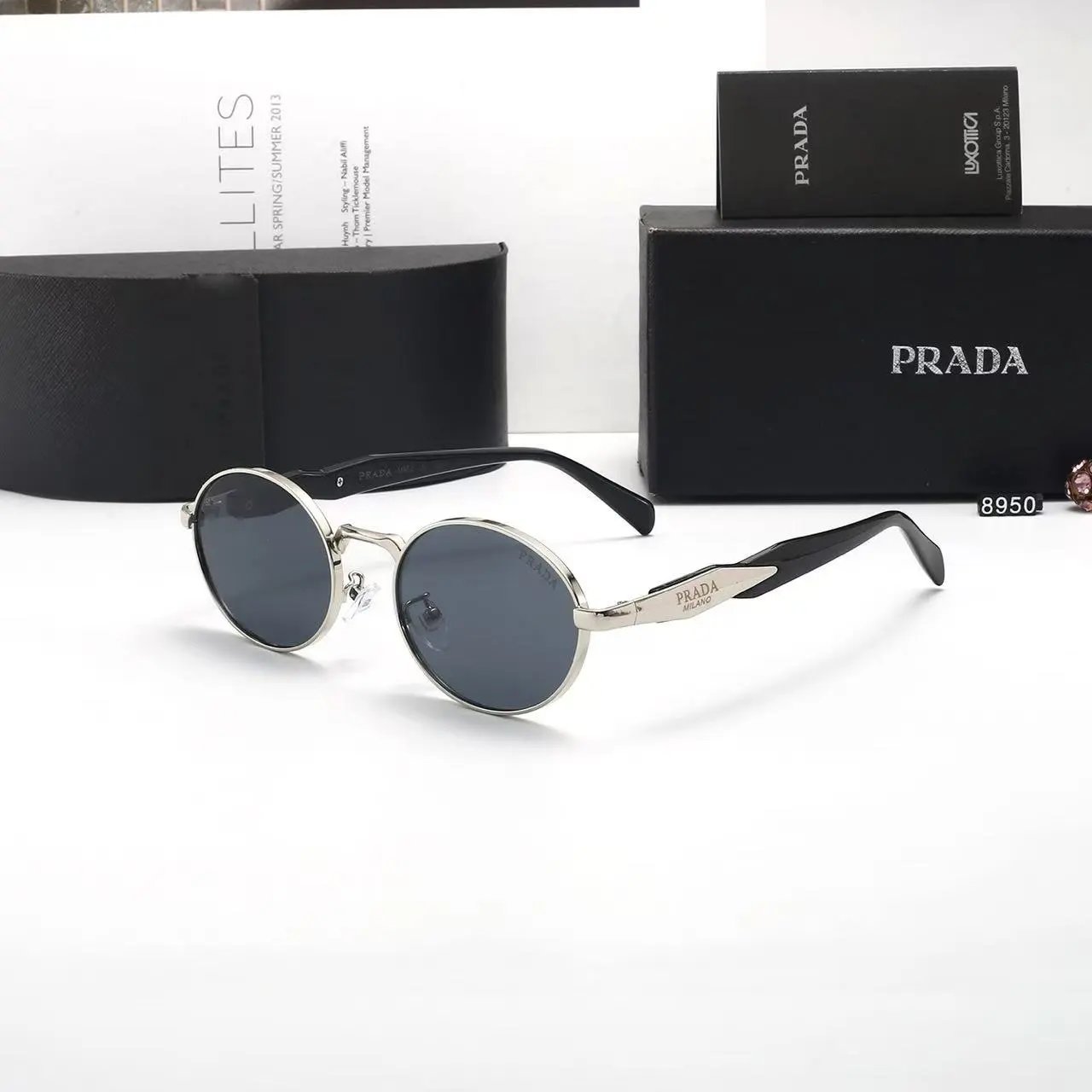 Prada Eyewear Square-frame sunglasses with triangle logo temples — 22