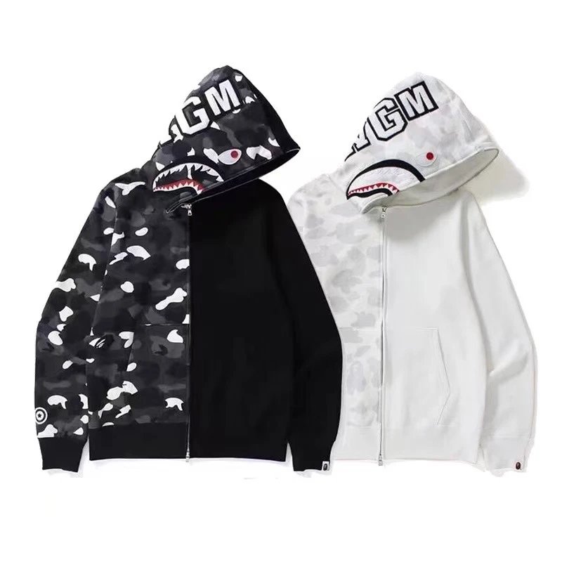 A BATHING APE Hoodies & Sweatshirts Shark Full Zip Hoodie with Camo Print — 33
