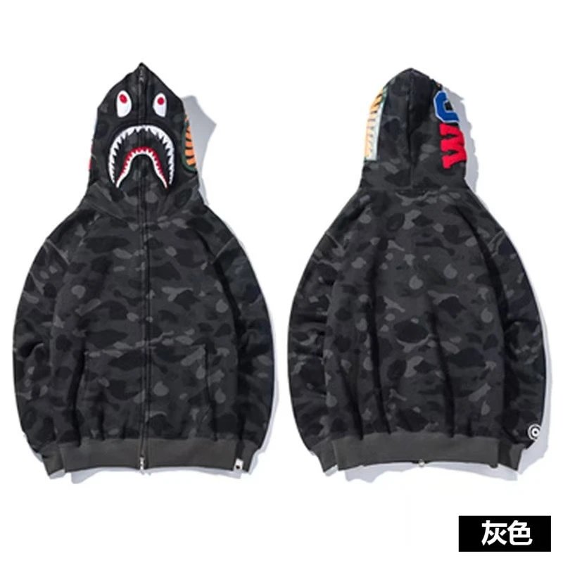 A BATHING APE Hoodies & Sweatshirts Shark Full Zip Hoodie with Camo Print — 25