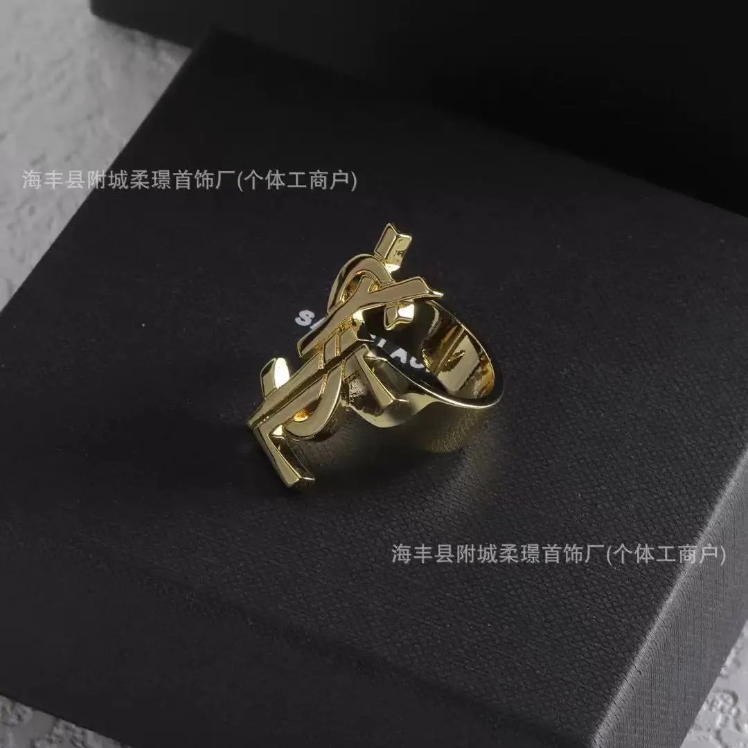 Yves Saint Laurent Jewelry Adjustable YSL Monogram Ring — 18