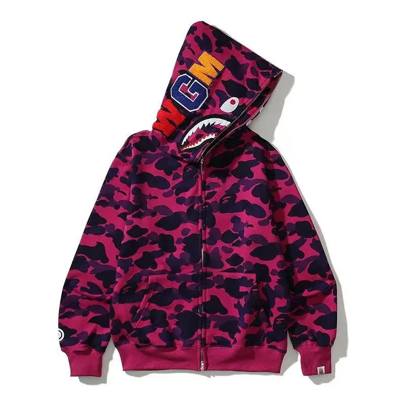 A BATHING APE Hoodies & Sweatshirts Shark Full Zip Hoodie with Camo Print — 27