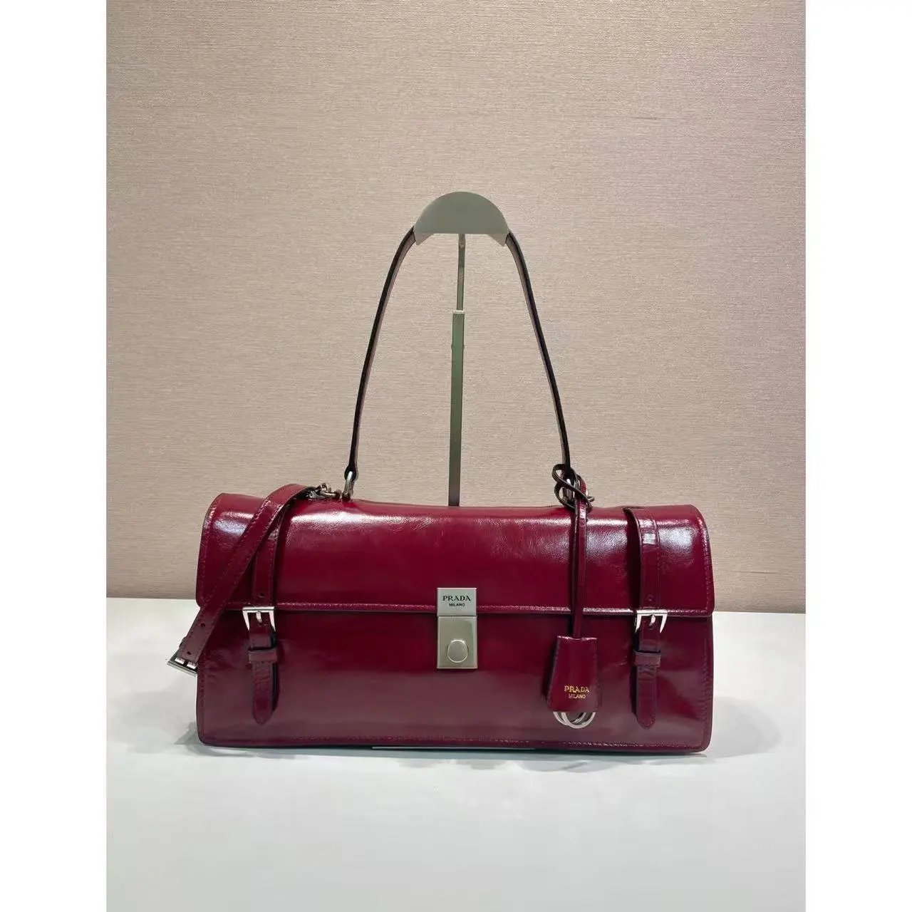 Prada Handbags Top-Handle Zip Satchel with Detachable Shoulder Strap — 18