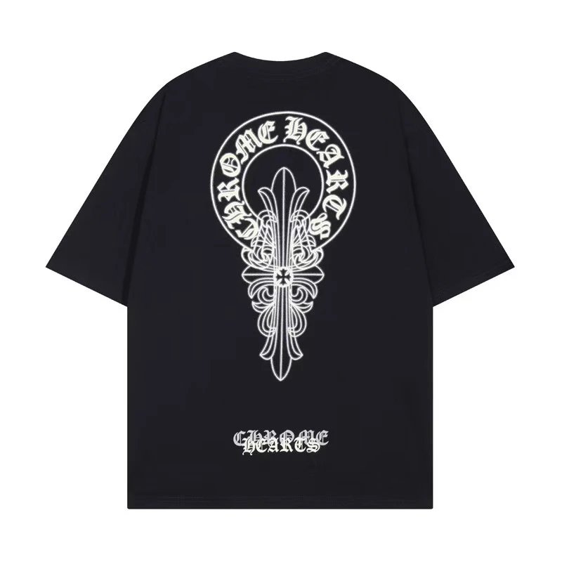 Chrome Hearts T-Shirts Short-Sleeve T-Shirt with Cross and Logo Back Graphic — 40