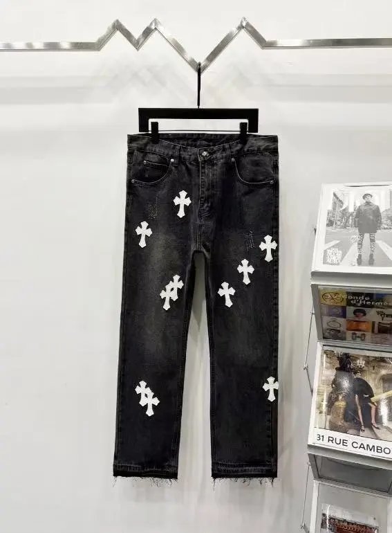 Unbranded Jeans Decorative patchwork straight-leg — 39