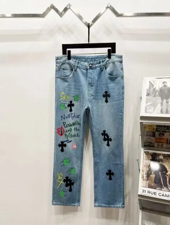 Unbranded Jeans Decorative patchwork straight-leg — 40.
