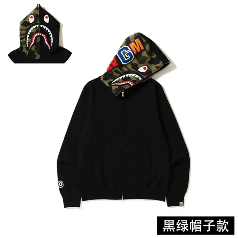 A BATHING APE Hoodies & Sweatshirts Shark Full Zip Hoodie with Camo Print — 17