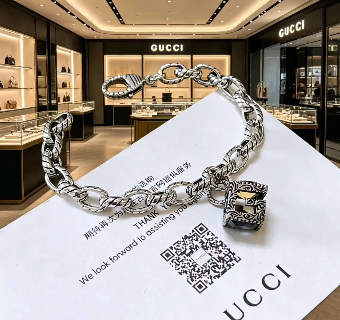 Gucci Jewelry Crystal Chain Bracelet — 33