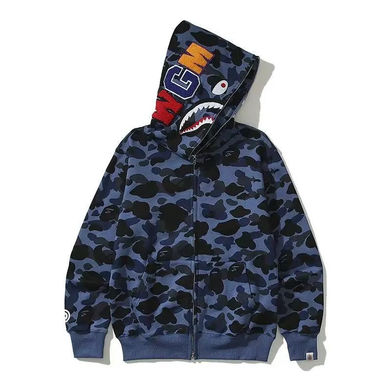 A BATHING APE Hoodies & Sweatshirts Shark Full Zip Hoodie with Camo Print — 31