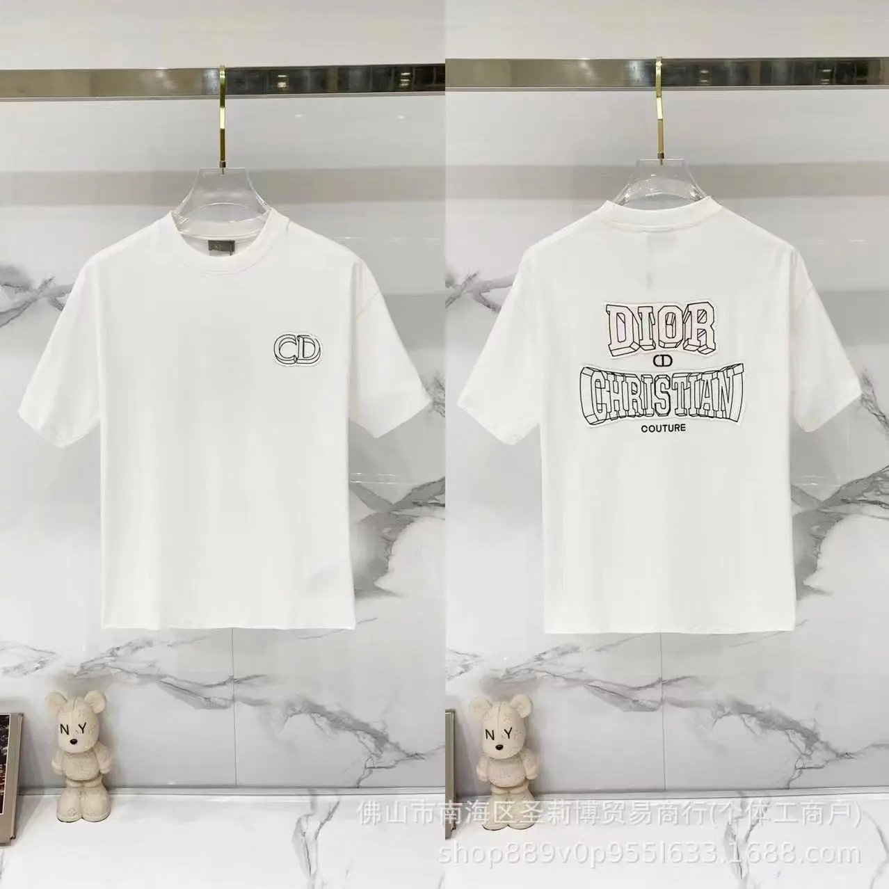Dior T-Shirts Short-Sleeve Tonal Monogram Jacquard Crewneck — 27