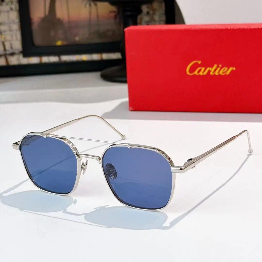 Cartier Eyewear 8033 rimless rectangular sunglasses with gold-tone hardware — 34