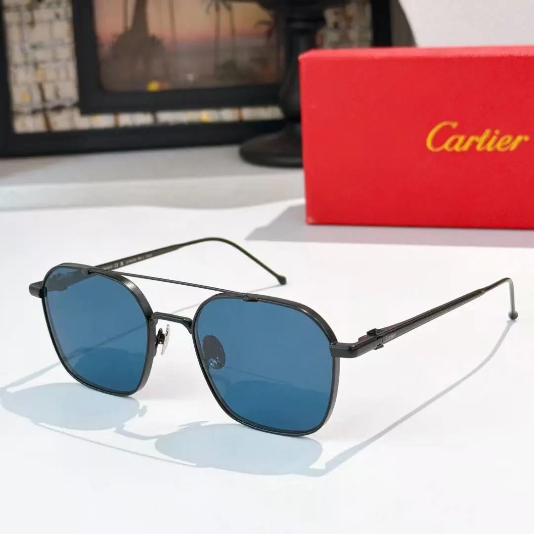 Cartier Eyewear 8033 rimless rectangular sunglasses with gold-tone hardware — 36