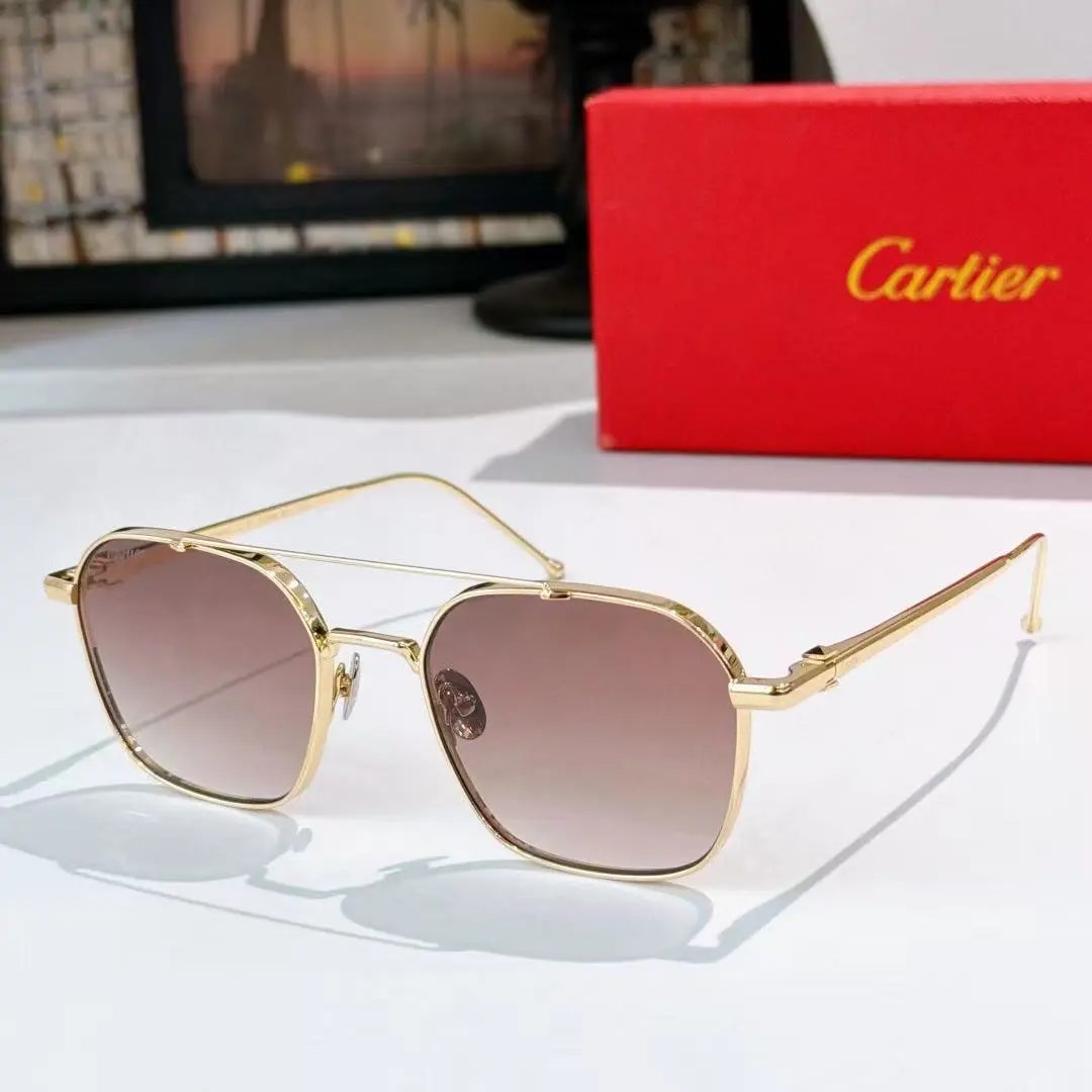 Cartier Eyewear 8033 rimless rectangular sunglasses with gold-tone hardware — 35