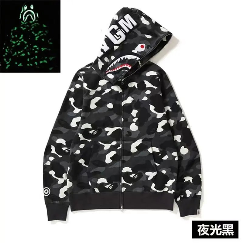 A BATHING APE Hoodies & Sweatshirts Shark Full Zip Hoodie with Camo Print — 22