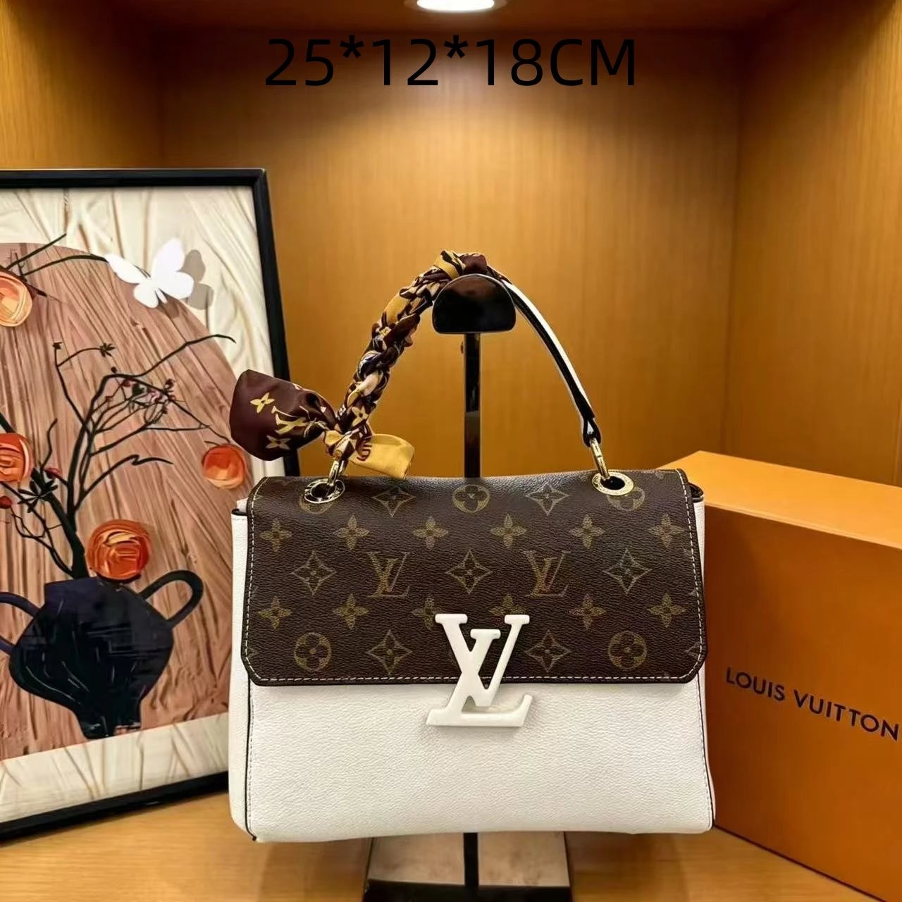 Chanel Handbags Top-Handle Tote with Logo-Print Shoulder Strap and Scarf — 16
