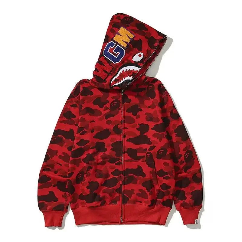 A BATHING APE Hoodies & Sweatshirts Shark Full Zip Hoodie with Camo Print — 39