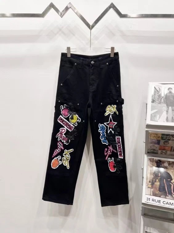 Unbranded Jeans Decorative patchwork straight-leg — 25