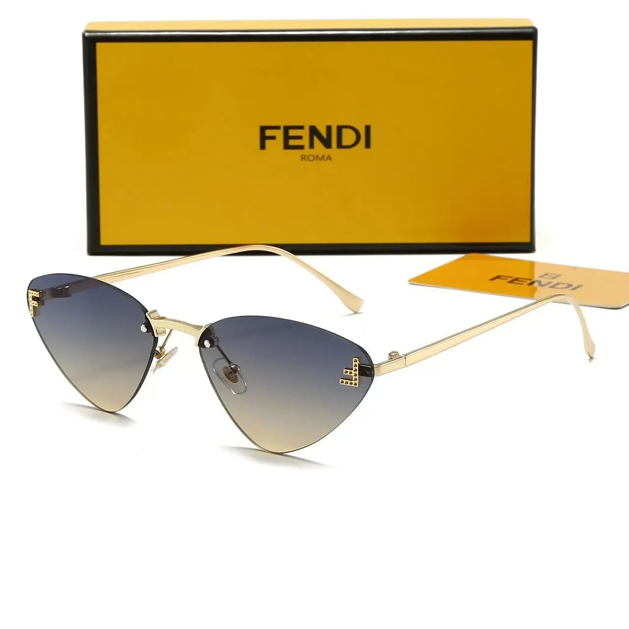 Fendi Eyewear Oversized square rimless sunglasses — 35