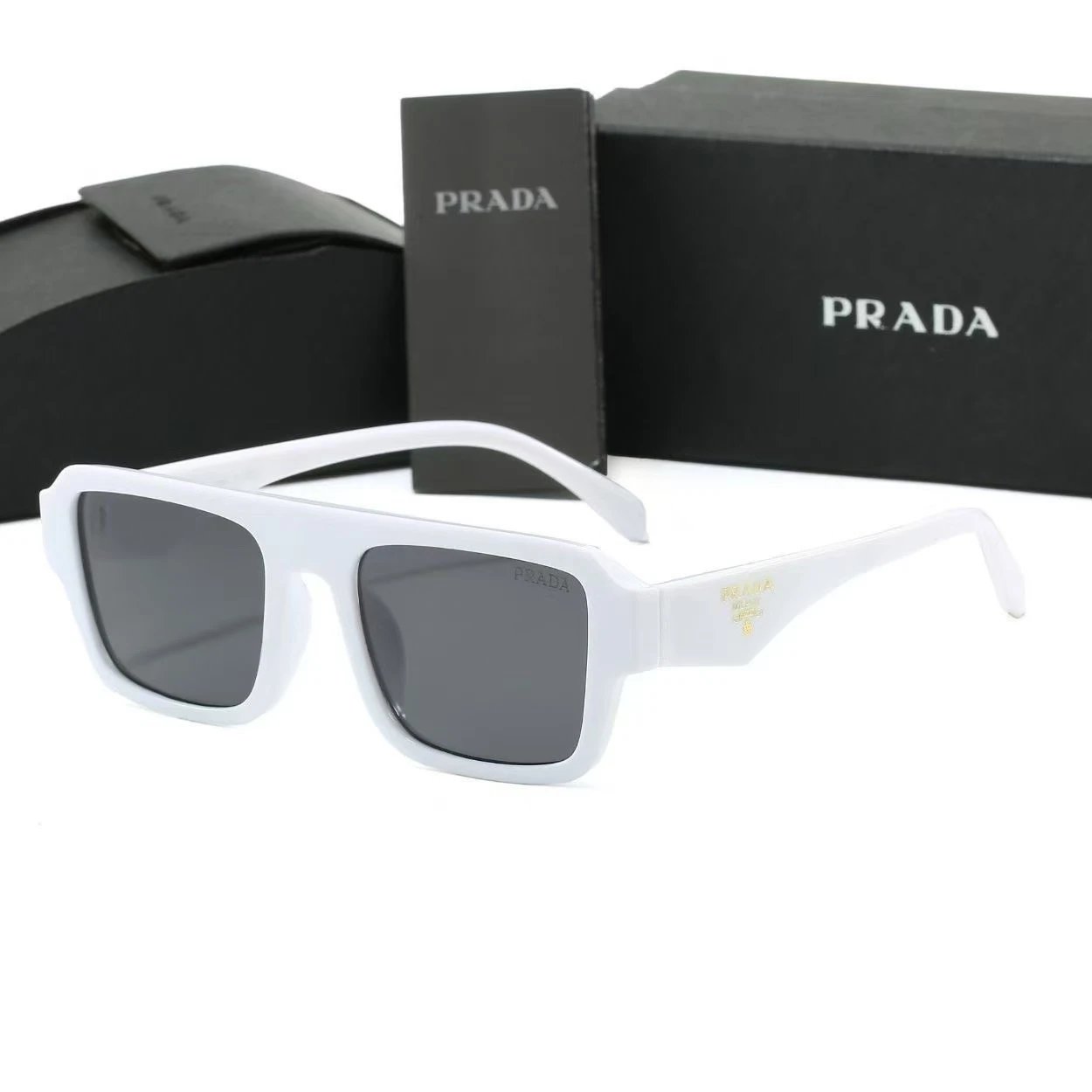 Prada Eyewear Square-frame sunglasses with triangle logo temples — 38