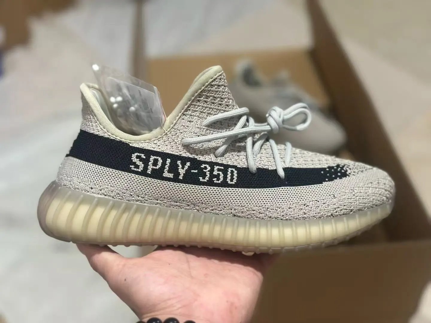 Unbranded Sneakers Knit lace-up with ribbed soles — 25