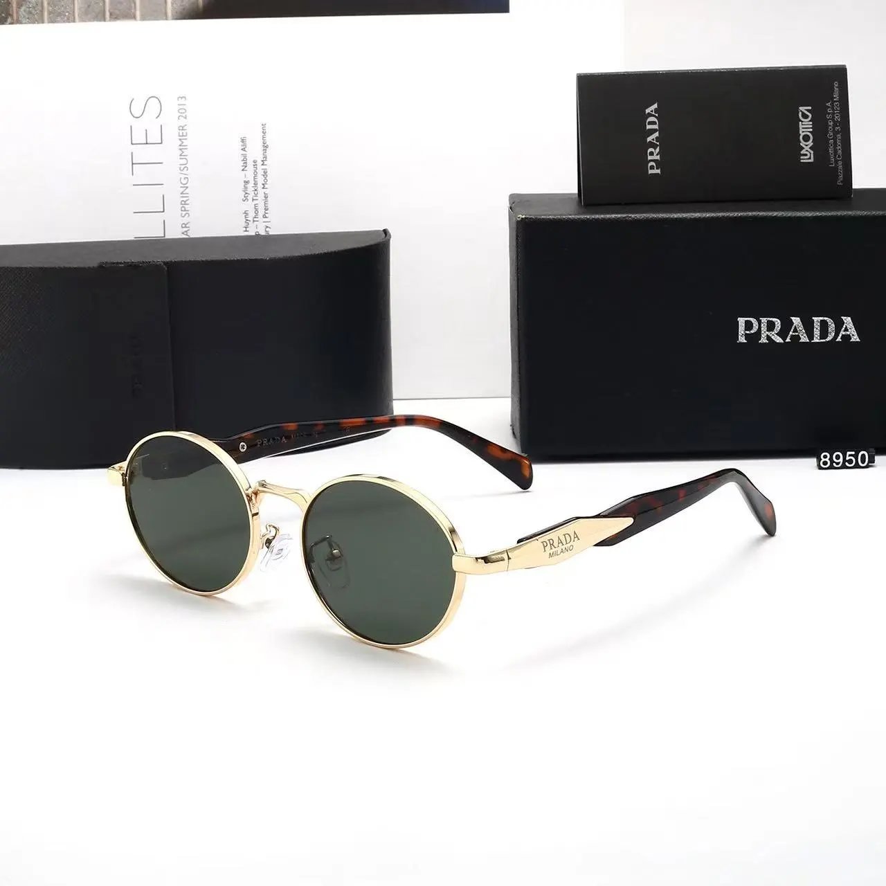 Prada Eyewear Square-frame sunglasses with triangle logo temples — 24