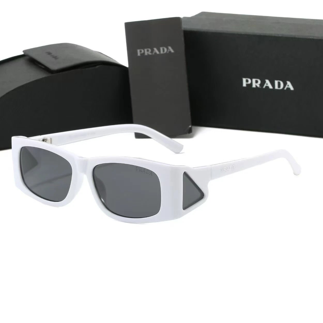 Prada Eyewear Square-frame sunglasses with triangle logo temples — 27