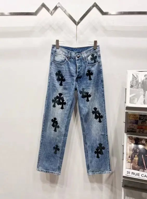 Unbranded Jeans Decorative patchwork straight-leg — 36
