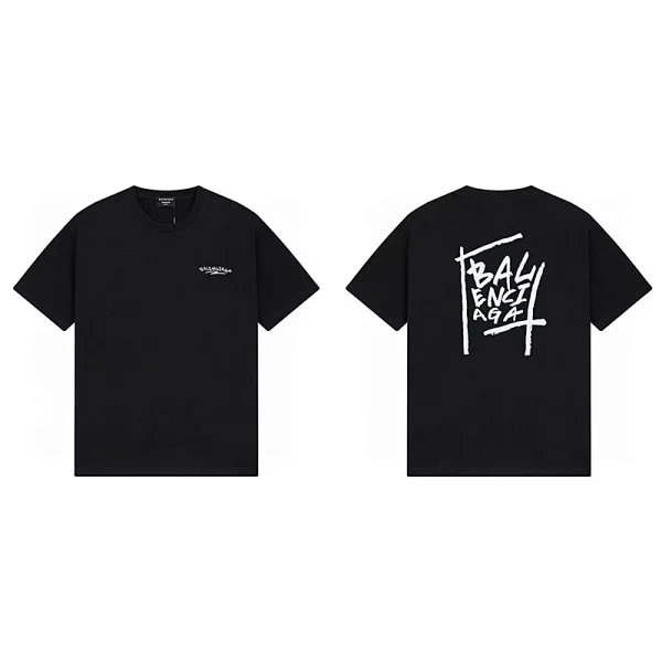 Balenciaga T-shirt Hand-Drawn Logo Black