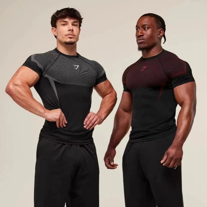 American Style New Running Workout Casual Short Sleeve T-Shirt Training Fitness Quick-Dry Stretch Breathable Gym Top