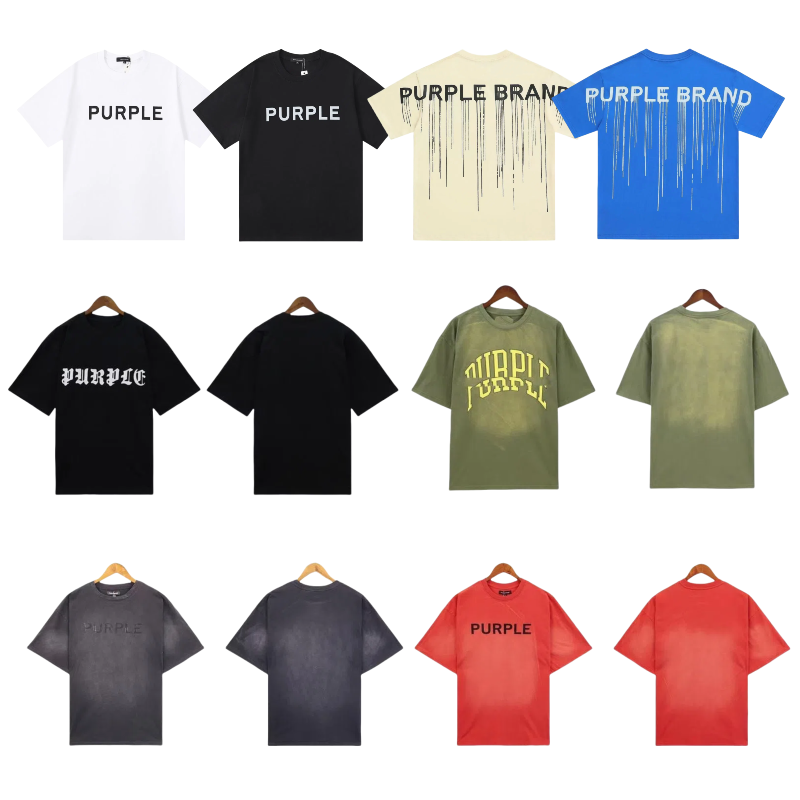 Purple brand ink splatter personalized dot print letters loose and trendy men's and women's short sleeves