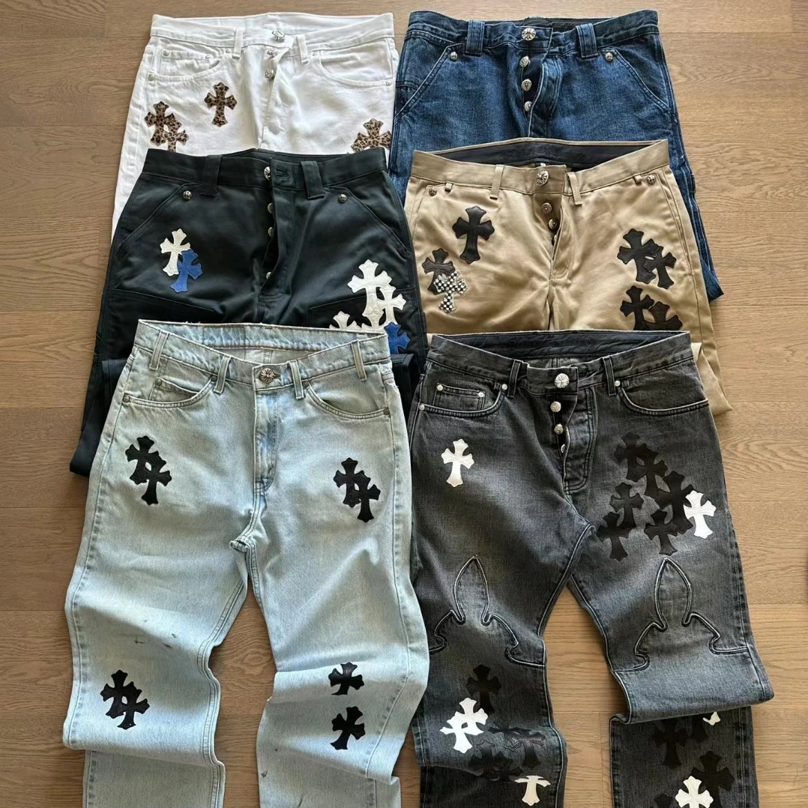 Cross Label Washed Jeans