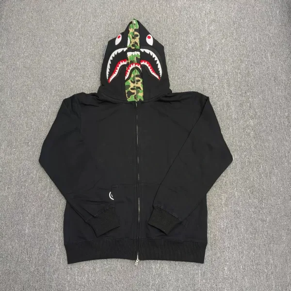 A Bathing Ape Shark Hoodie Black Camo - 1