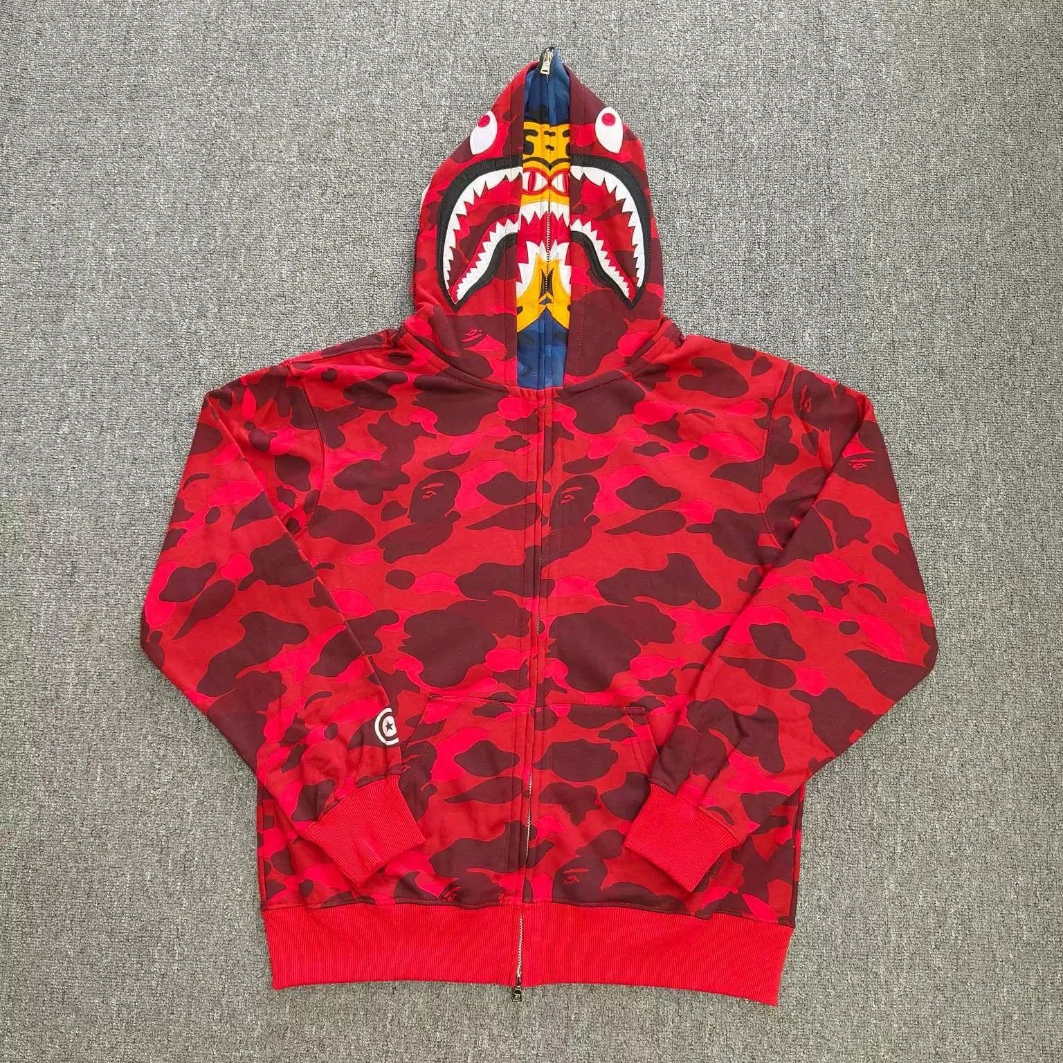 A Bathing Ape Shark Hoodie Red Camo Hoodie - 1