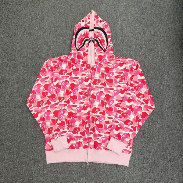 A Bathing Ape Shark Hoodie Pink Camo Hoodie - 1
