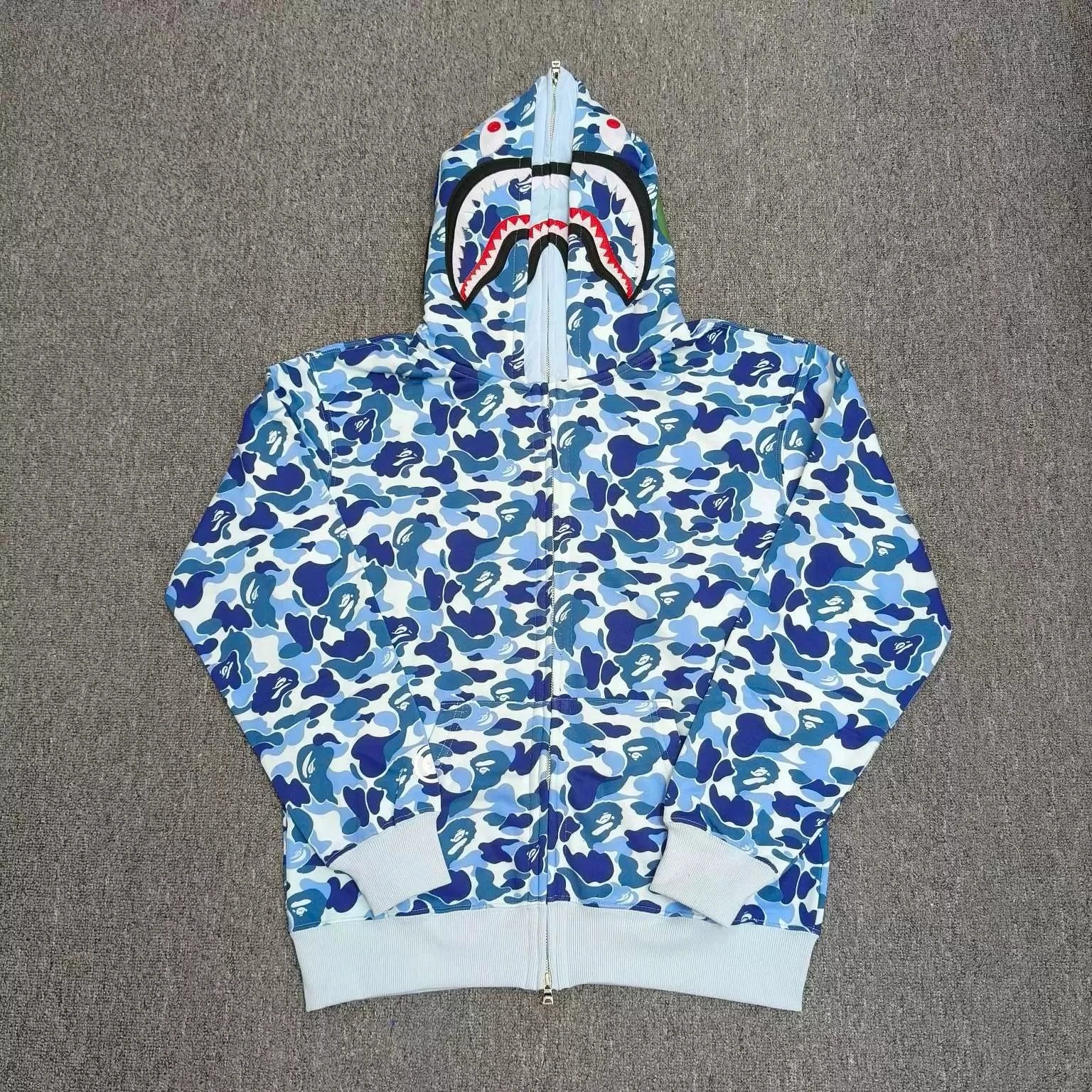 A Bathing Ape ABC Camo Shark Hoodie Blue Multicolor - 1