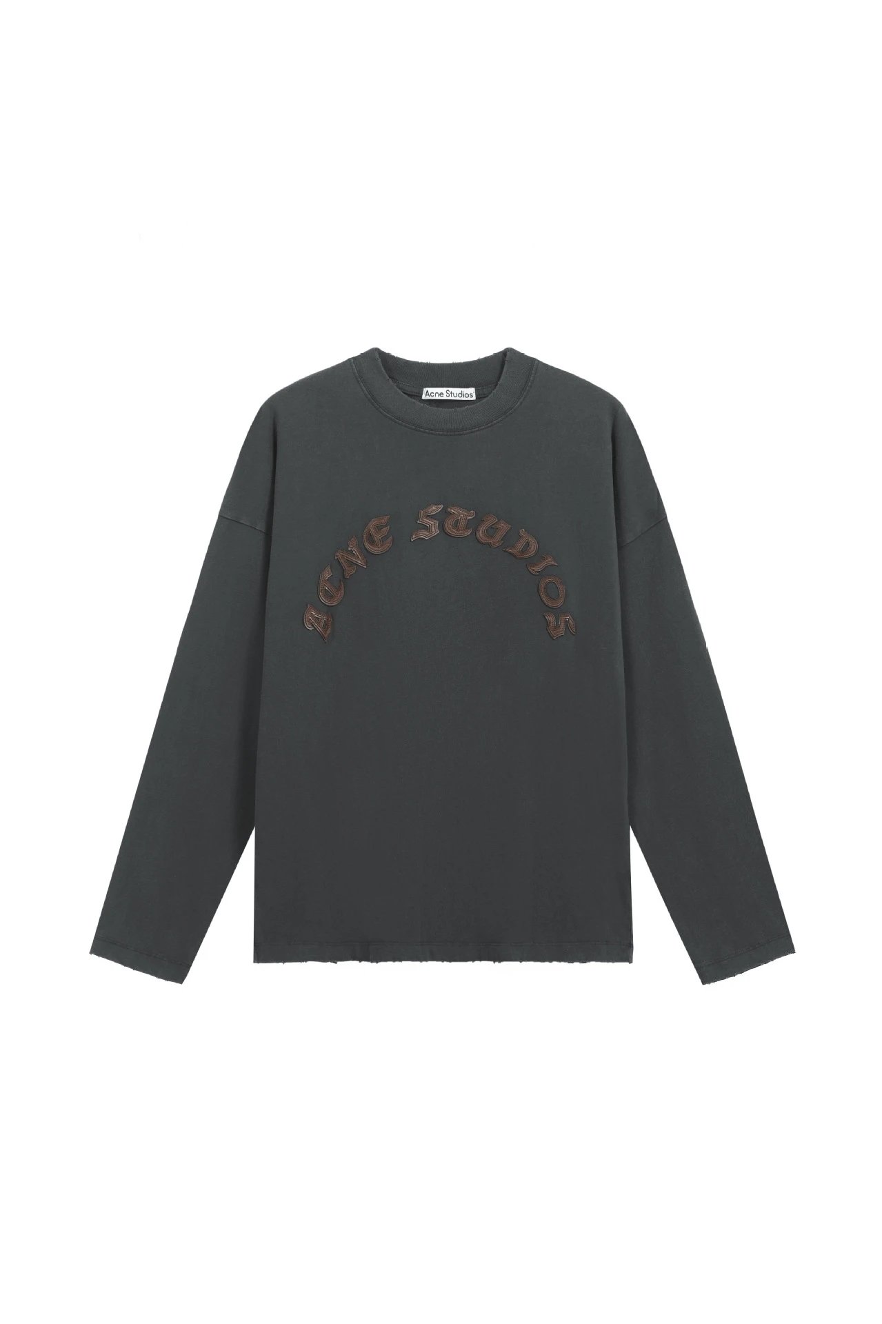 Distressed Leather Embroidered Washed Black
