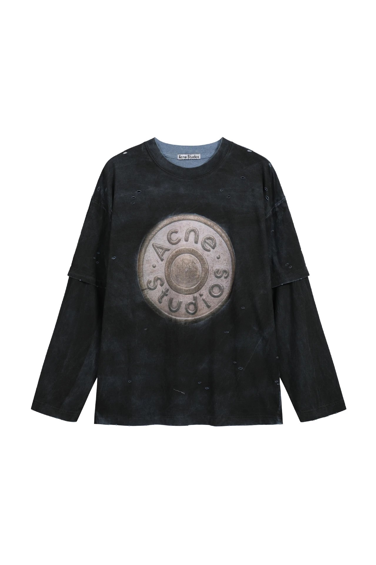 Spray Color Distressed Mock Layer Blue