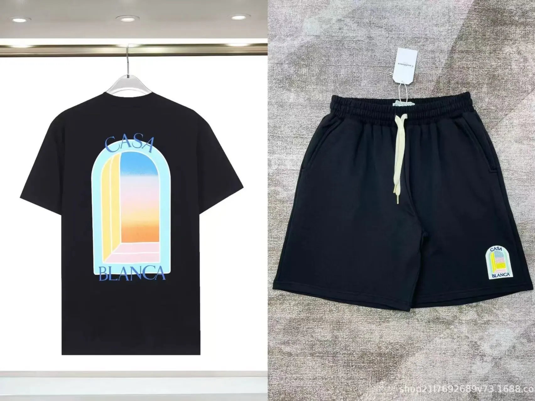 Casablanca Tennis Club Graphic T-Shirt and Shorts Set Black - 12