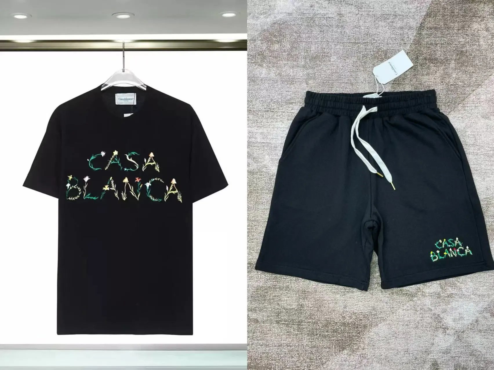 Casablanca Tennis Club Graphic T-Shirt and Shorts Set Black - 16
