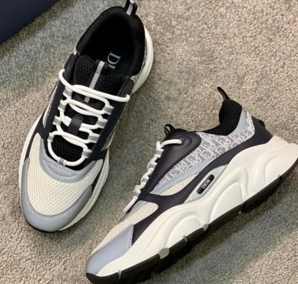Dior B23 Oblique Blue Gray Chunky Sneakers - 7